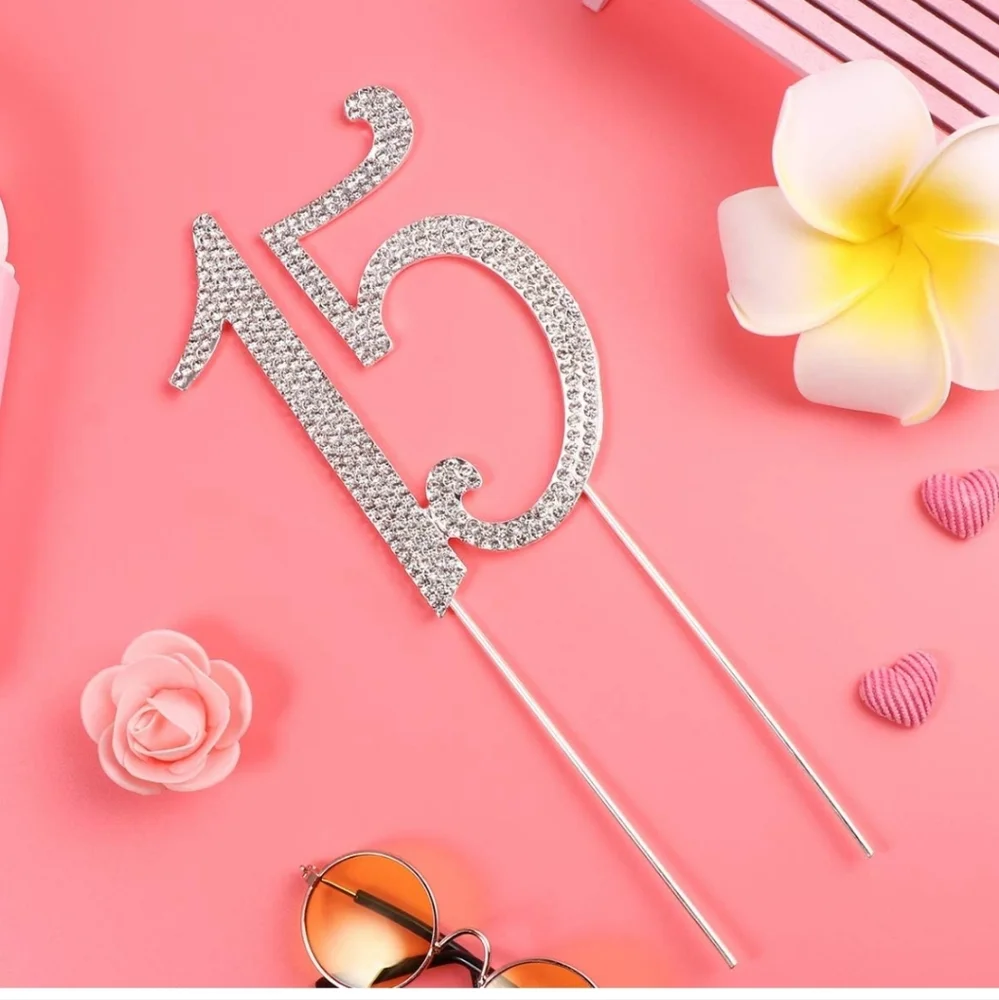 Cake topper alloy with rhinestones 